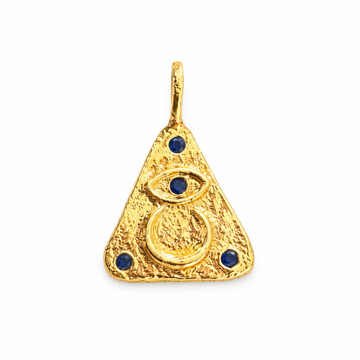 Gold Textured Triangle Eye Pendant